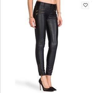 Free People Faux Leather Zip Moto Pants Size Small